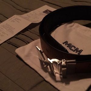 Reversible Cognac/Black MCM Belt